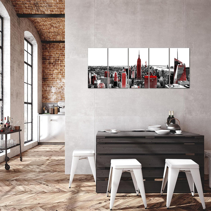 Runa Art Bild New York city Wandbilder auf Vlies Leinwand 5 Teilig Wanddekoration Wohnzimmer Büro 00