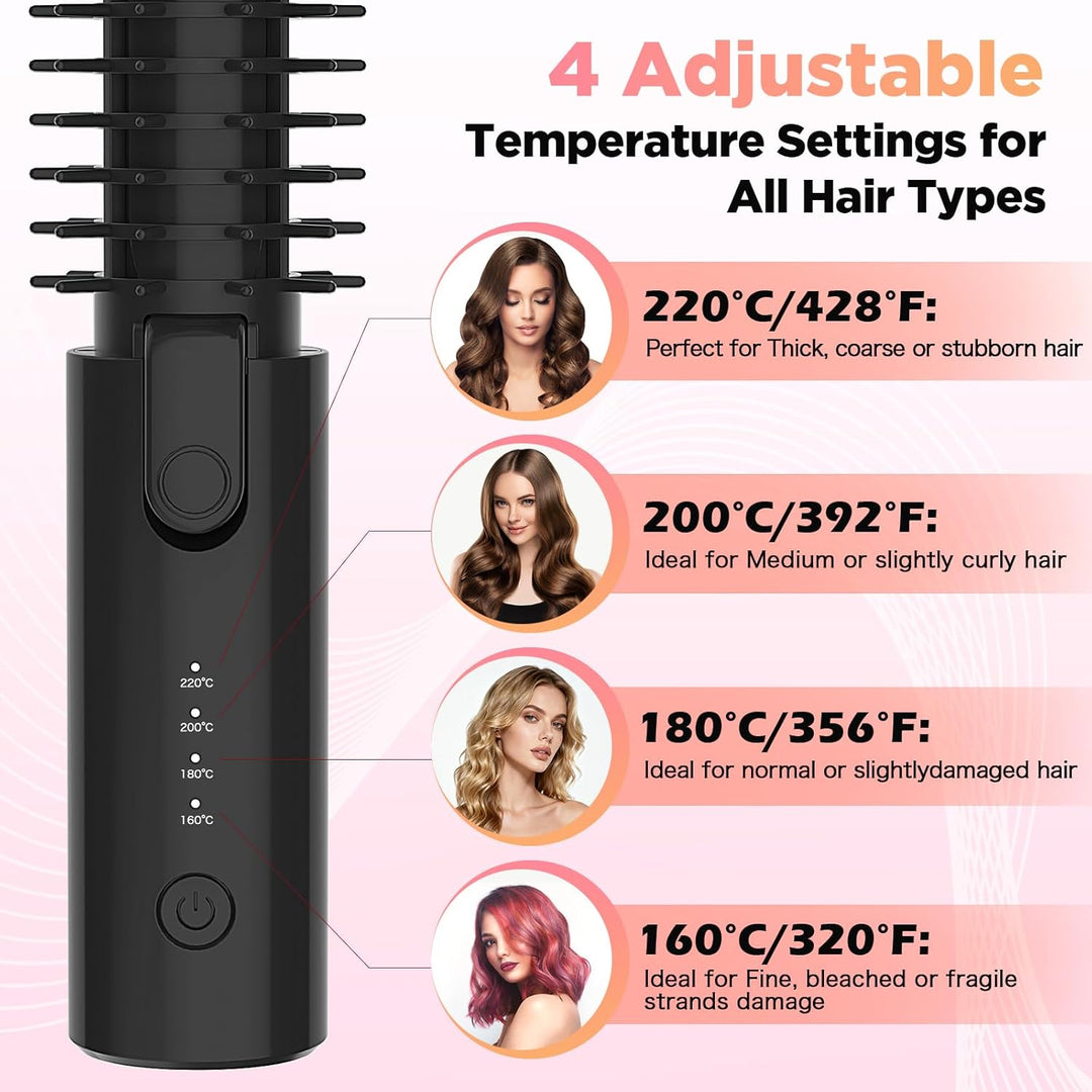 Schnurloser Lockenstab 32mm, Curling Iron mit 4 Temperaturen Tragbare Reise, 7000 mAh USB-aufladbare