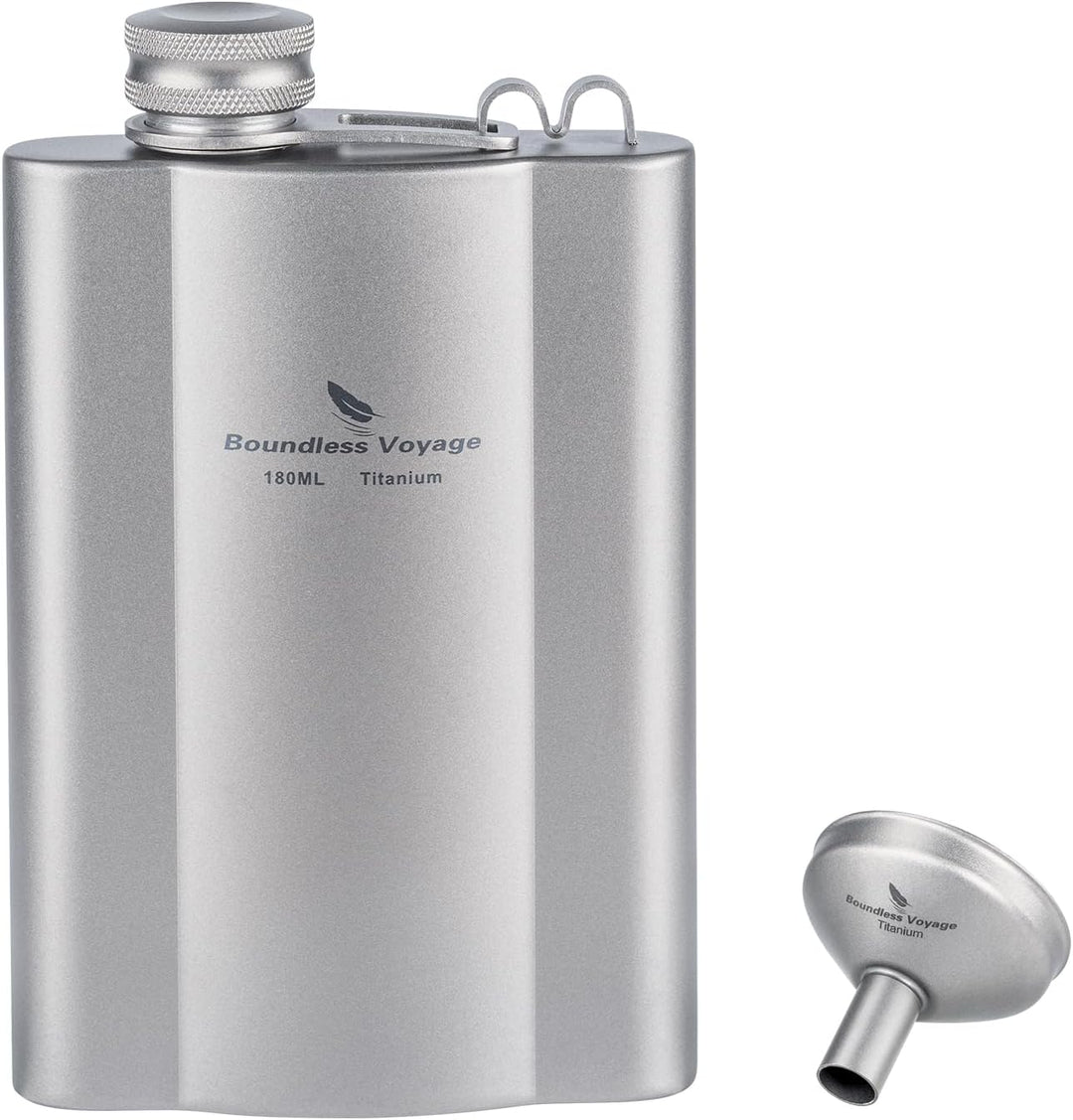 iBasingo Flachmänner aus Titan 180ml Ultraleichter kleiner Flachmann für Spirituosen Tragbare Reise