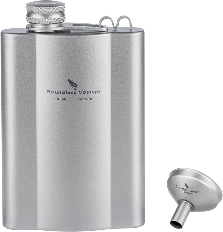 iBasingo Flachmänner aus Titan 180ml Ultraleichter kleiner Flachmann für Spirituosen Tragbare Reise