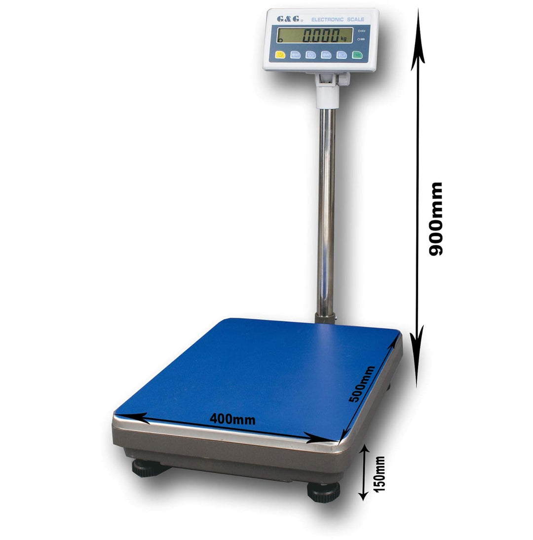 G&G TC-K Plattformwaage, 60kg-100kg-200kg/1g - max 600kg, ab 1g Schritte, 40 * 50 cm Fläche, Stabile