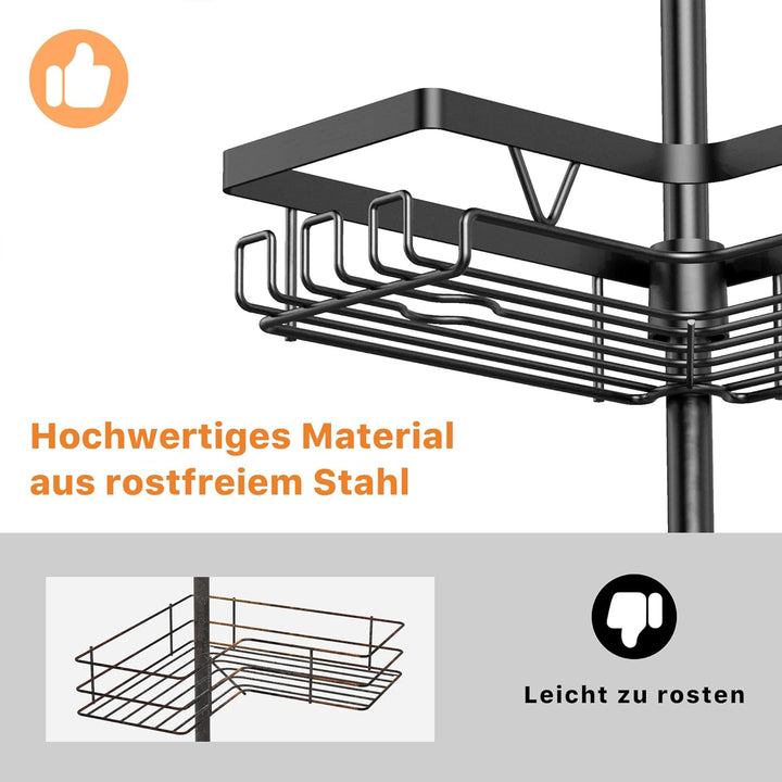Kegii Teleskop Duschregal Teleskopregal Bad Duschablage Eckregal für Dusche und Badewanne Schwarz Sc