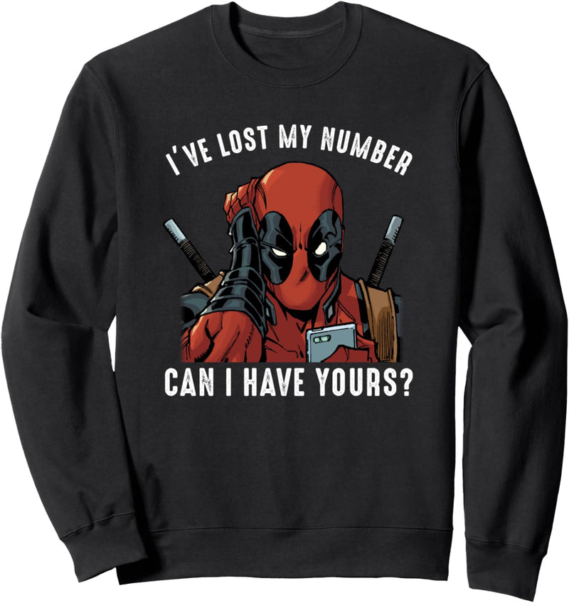 Marvel Deadpool White Lost My Number Pick Up Line Sweatshirt