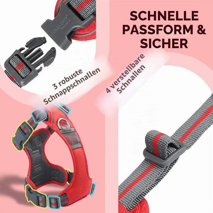 VIVAGLORY Easewalk Hundegeschirr, Anti Zug Hundegeschirr für Training &amp; Spazieren, Anti Zieh Geschir