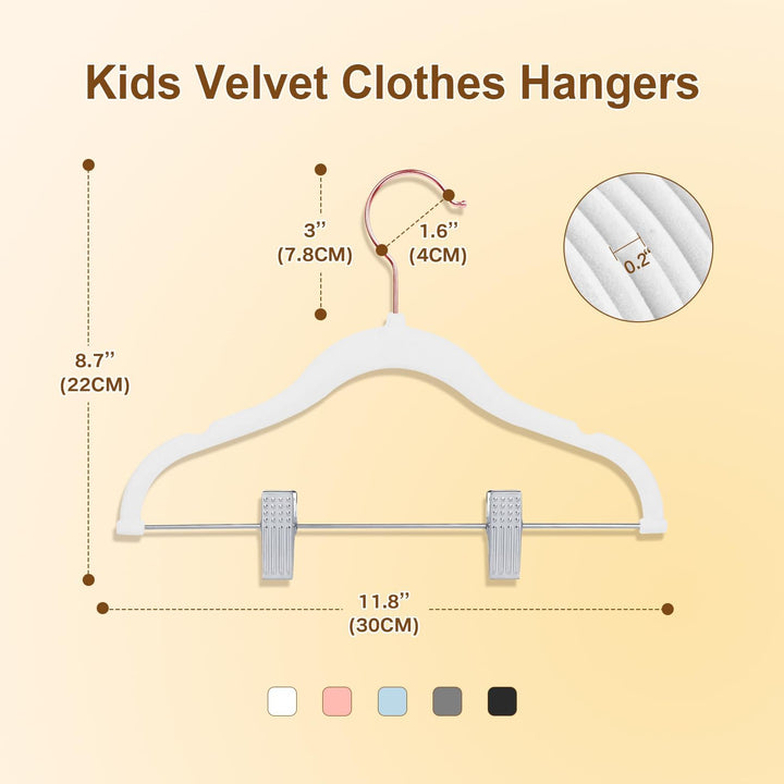 Baby-Kleiderbügel mit Clips, 14 Stück KinderKleiderbügel aus Samt, Strapazierfähige Kleiderbügel, ru