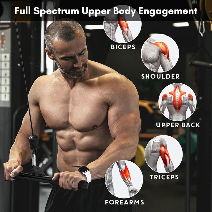 EVMT Ultimate Gym Zubehör - 68,6 cm Trizepsseil, 101,6 cm & 38,1 cm Pulldown-Stangen - Umfassendes H