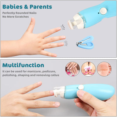 Vicloon Elektrische Baby Nagelfeile,12 in 1 Nagelpflege Nageltrimmer mit Ersatz-Aufsätzen und USB-La