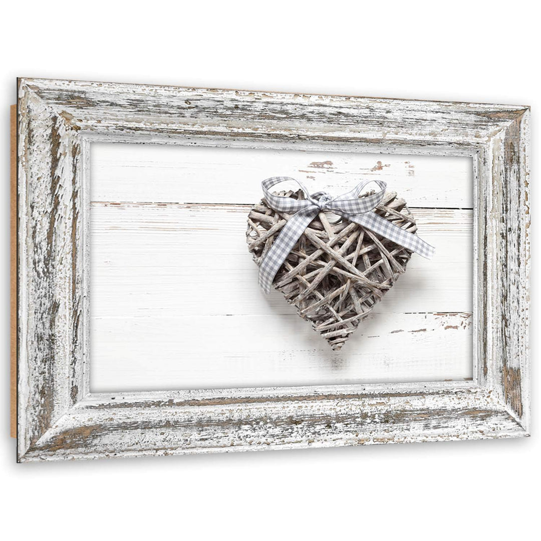 Wandbild XXL Holzrahmen Illusion 120x80 cm Deko Kunst Bilder shabby chic rustikal Grau M15886 120x80