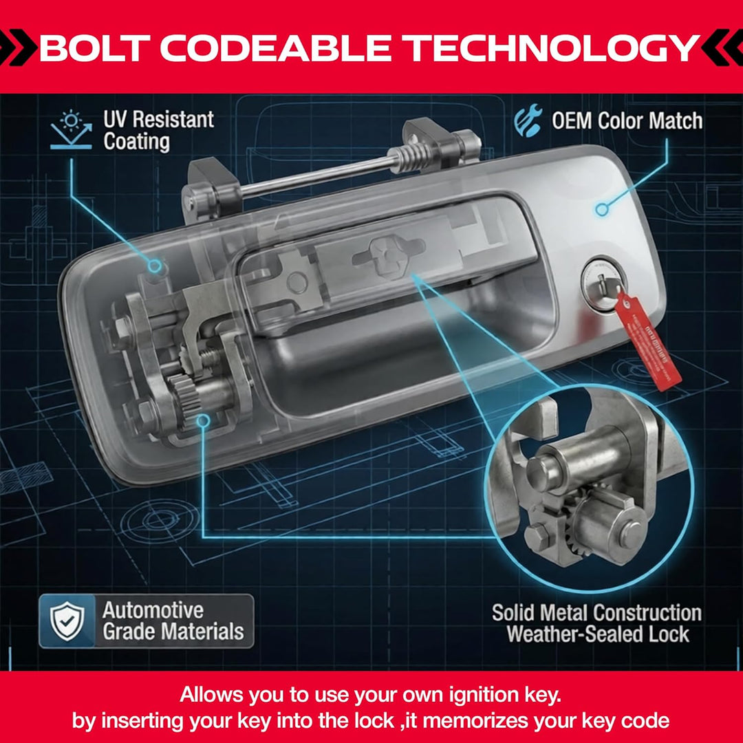 Pop & Lock PL5400 schwarzes manuelles Heckklappenschloss mit Codeable Technologie für Toyota Tacoma,