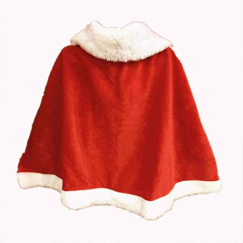 DAKIFENEY Weihnachtsumhang für Damen und Mädchen, dicker Samt, warm, rot, kurzer Weihnachtsmantel, f