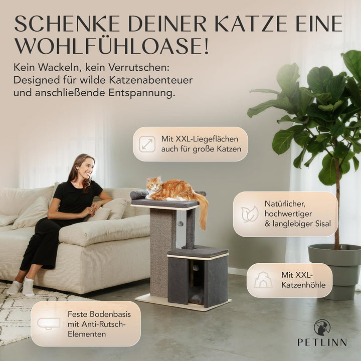Premium Kratzbaum, für grosse Katzen, stabil, extra Dicker Stamm, Katzenbaum Holz, grosse Liegefläch
