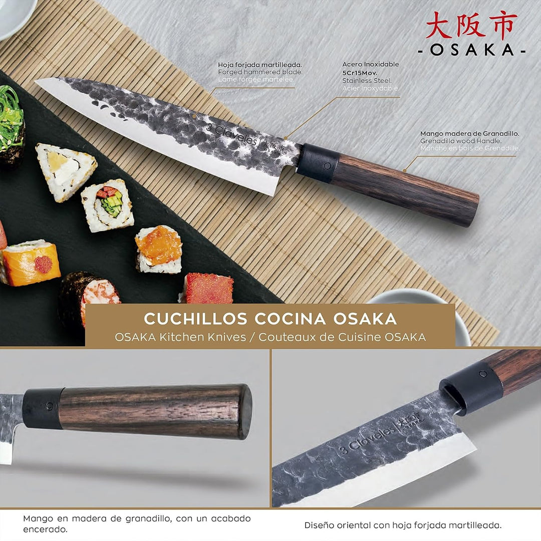 3 Claveles Osaka Japanisches Usuba Messer 18 cm Holz