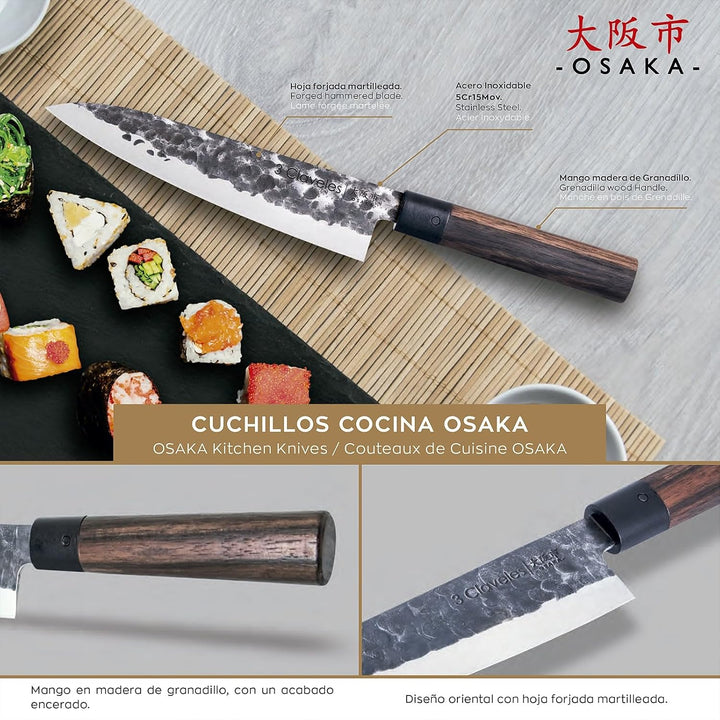 3 Claveles Osaka Japanisches Usuba Messer 18 cm Holz