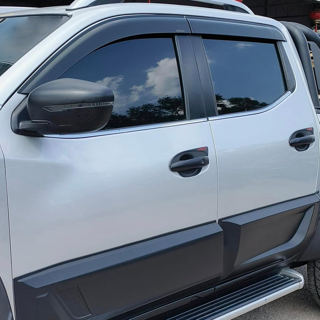 JHCHAN Windabweiser Regenabweiser für Nissan Navara NP300 D23 2015-2022 Doppelkabine Rauch Schwarz R