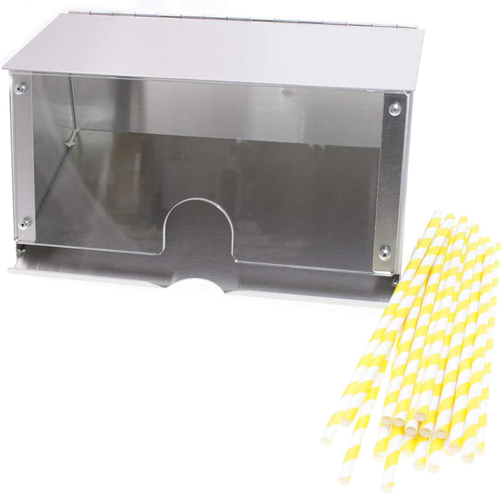 Trinkhalmspender aus Edelstahl/Kunststoffglas 280 mm + 20 Trinkhalme