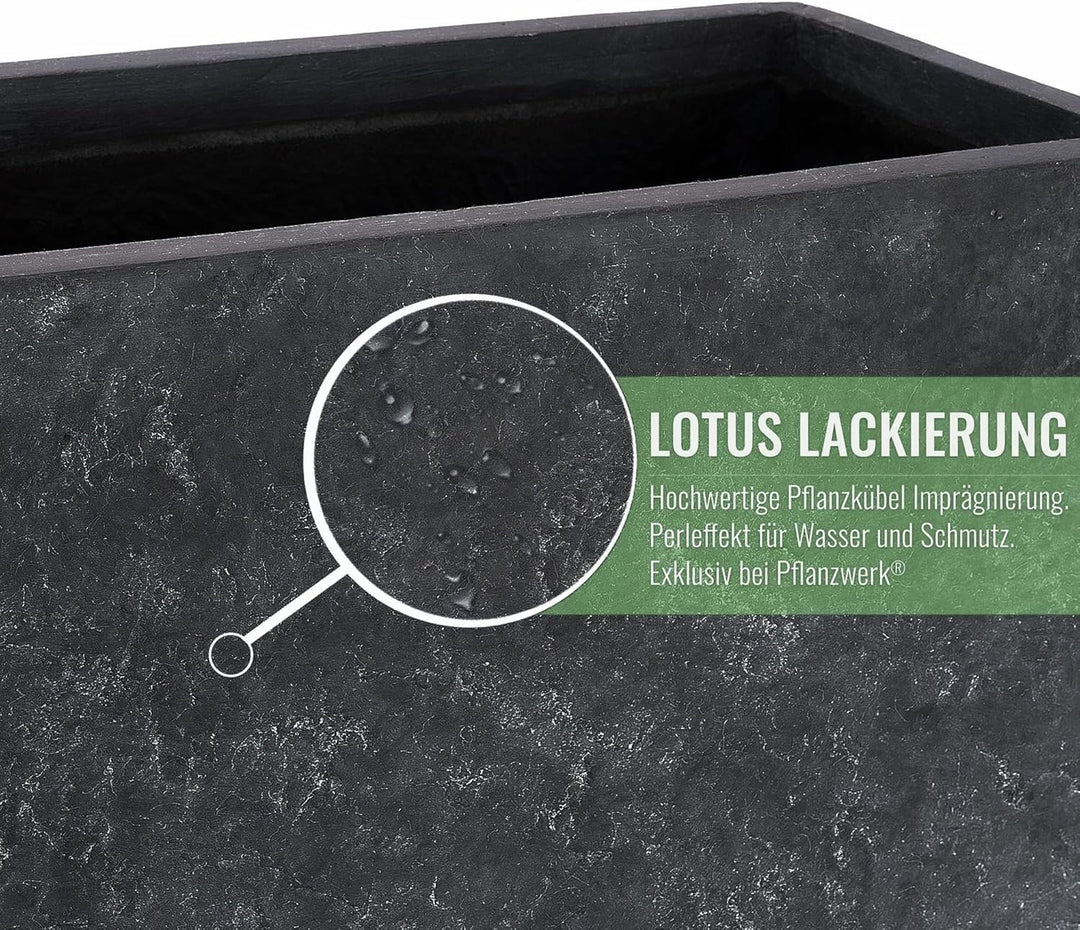 Pflanzwerk® Pflanzkübel Bodenvase Fiberglas Conic Lava ANTHRAZIT 50x23x23cm *Frostbeständige Blumenk