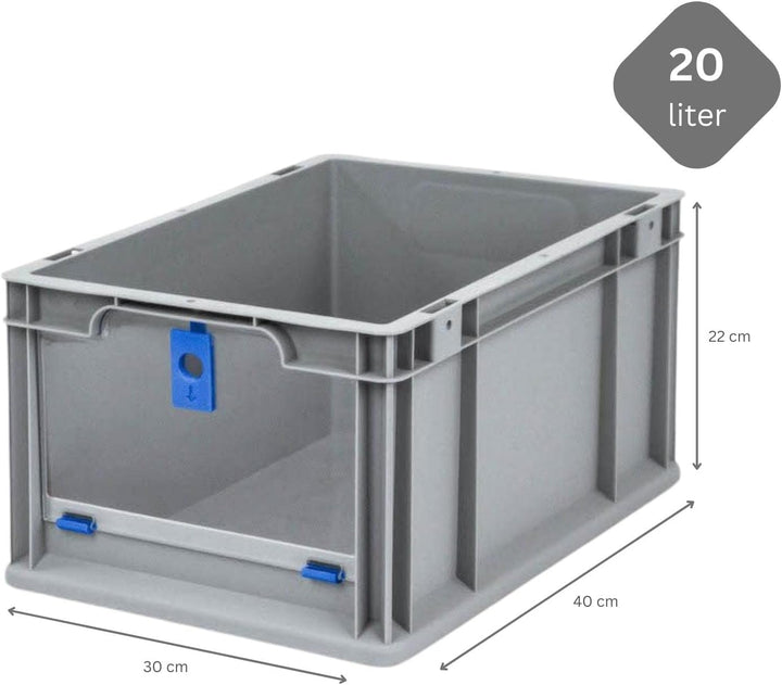 SparSet 10x Eurobox NextGen Insight Cover | HxBxT 22x30x40 | 20 Liter | Hoch/Blau | Eurobehälter, Tr