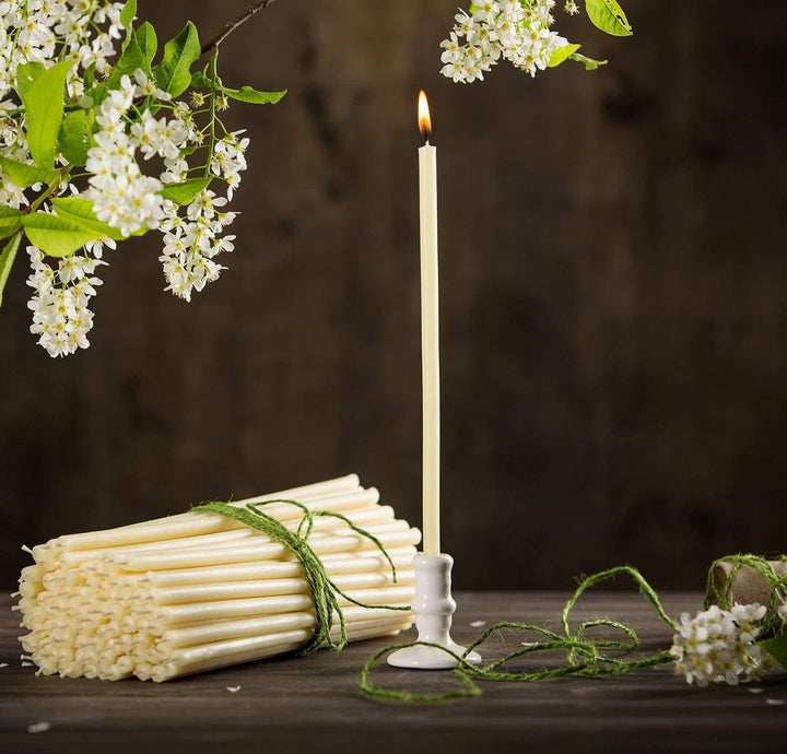 Danilovo 50 Stück Weiss Bienenwachs Kerzen - Orthodoxe Kerzen für Gebet, Rituals, Tischdeko Hochzeit