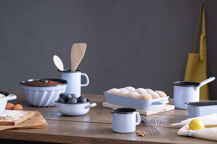 Riess, 0046-028, Bratpfanne 33/20 cm, BACKEMAILLE BLAU, LBH 40.5x20.6x6 cm, Gew. 0.892 kg, Volumen 3