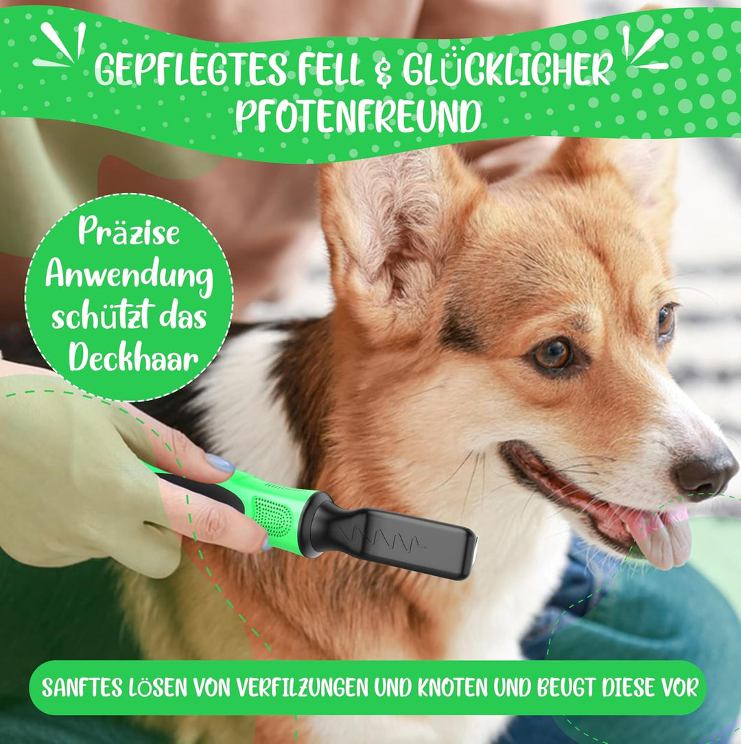 Golden Pets Profi Entfilzungsmesser 2.0 - Für Hunde &amp; Katzen, gegen Knoten | Für kurzes bis langes F