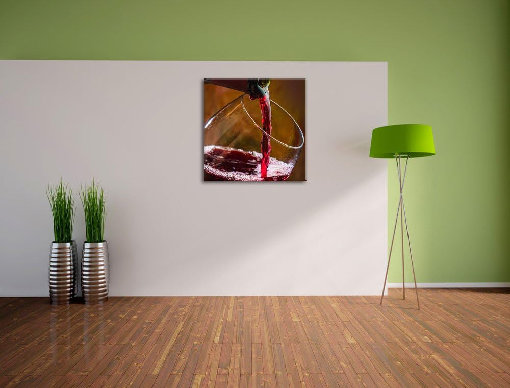 Pixxprint Edler Rotwein, Format: 70x70 auf Leinwand, XXL riesige Bilder fertig gerahmt mit Keilrahme