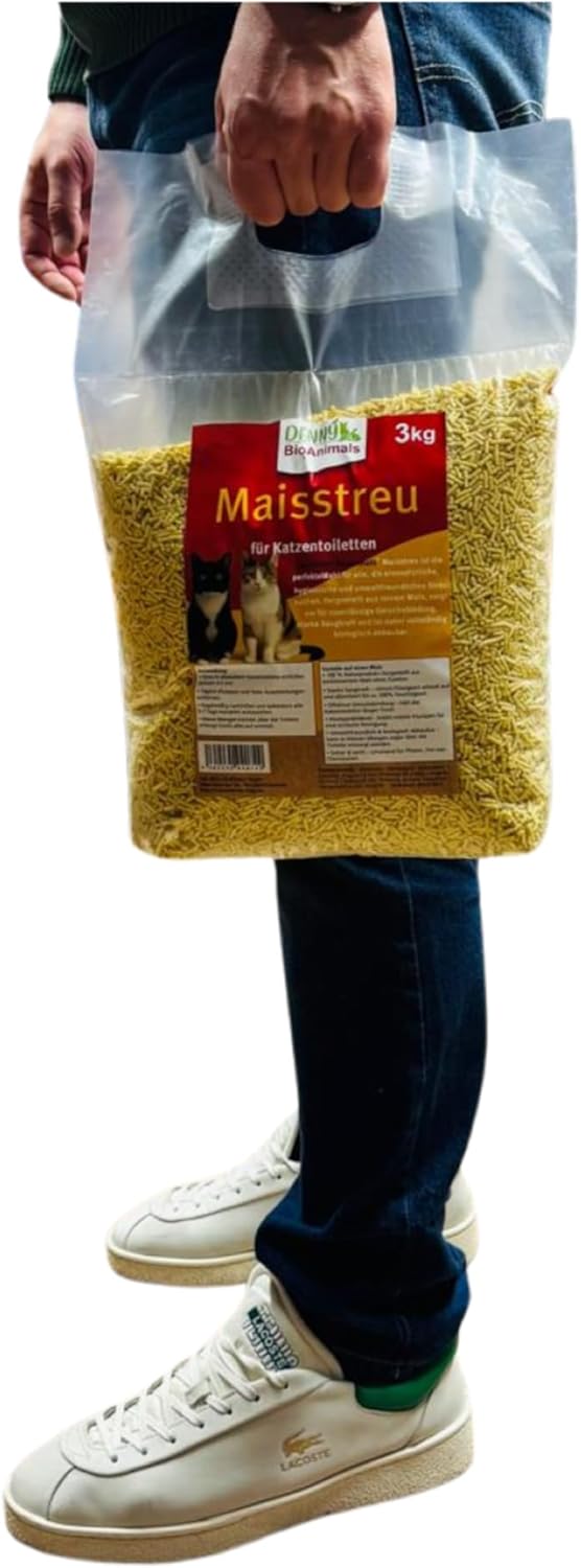 Maisstreu Katzenstreu 30 kg (10 Säcke je 3 kg), 80 L – 100% natürlich &amp; biologisch abbaubar – klumpe