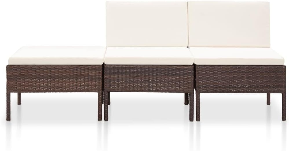 vidaXL Gartenmöbel 3-TLG. mit Auflagen Sitzgruppe Garten Garnitur Lounge Sofa Sitzgarnitur Gartenset
