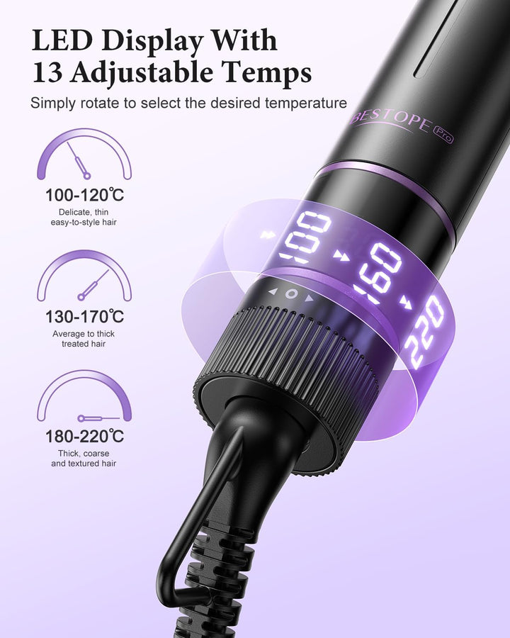 BESTOPE PRO Lockenstab, 5 in 1 Lockenstäbe Set mit Glätteisen, Thermobürste, 3 Keramische Lockeneise