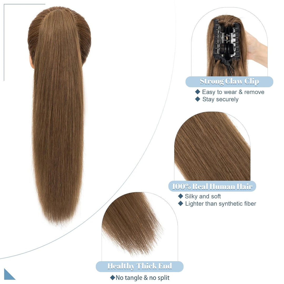 SEGO Ponytail Extension Echthaar Pferdeschwanz Zopf Clip in Haarteil Haarverlängerung 100% Remy Haar