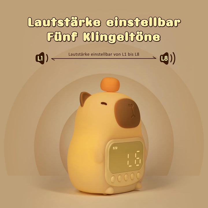Yiliaw Capybara Wecker mit Nachtlicht für Kinder, 7 RGB-Farben Süsse Wecker für Schlafzimmer, Ok to
