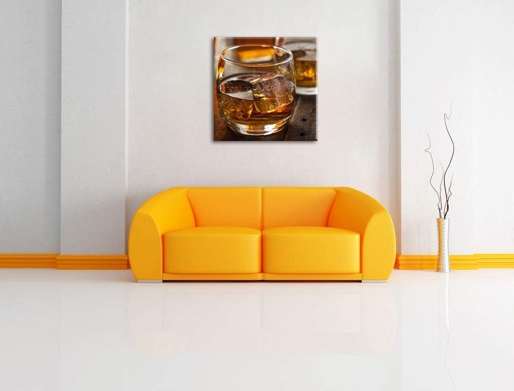 Goldgelber Whiskey , Format: 70x70 auf Leinwand, XXL riesige Bilder fertig gerahmt mit Keilrahmen, K