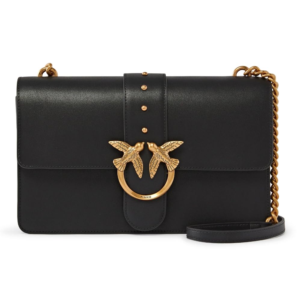 Pinko Damen Taschen Schwarz Umhängetasche mit Logo Love Birds Diamond Cut Einheitsgrösse, Einheitsgr