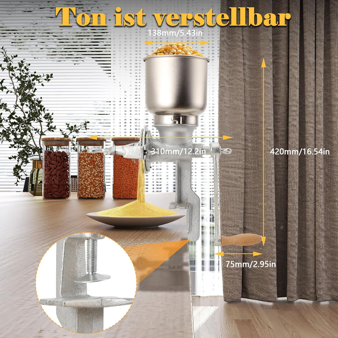 Manuelle Mühle, Manuelle Getreidemühle Einstellbare, Handgetreidemühle Mühle Mais Kaffee Lebensmitte