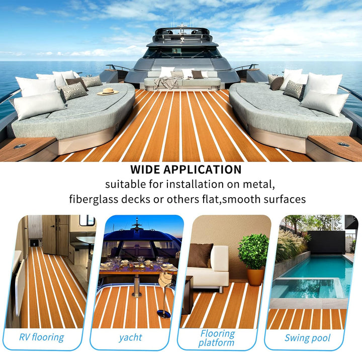 Toogou Generation Eva-Schaum Rutschfeste Marine Matte Rückseite mit 3 M Klebstoff, synthetische Teak
