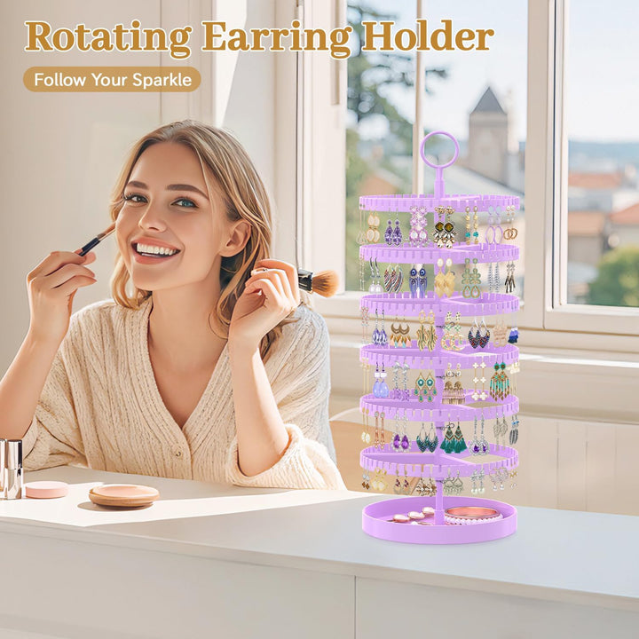 Drehender Ohrring Ständer Halter Organizer Display mit Metalltablett, 6-Stufiger Ladies Verstellbare