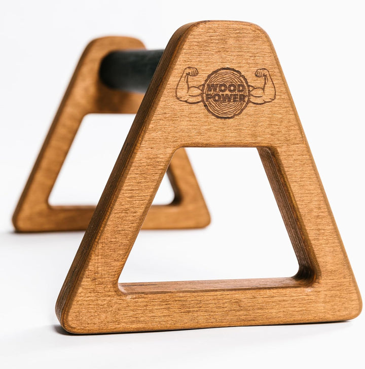 WOODPOWER® PowerBars Holz-Parallettes für Liegestütze, Liegestützgriffe Holz, Handstände, Yoga & Cal