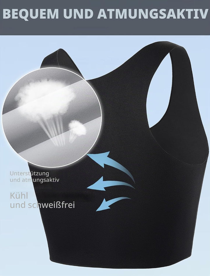 XUJI Brust Binder Trans FTM Atmungsaktive Kompression Nahtlos Top für Transgender XL Schwarz, XL Sch