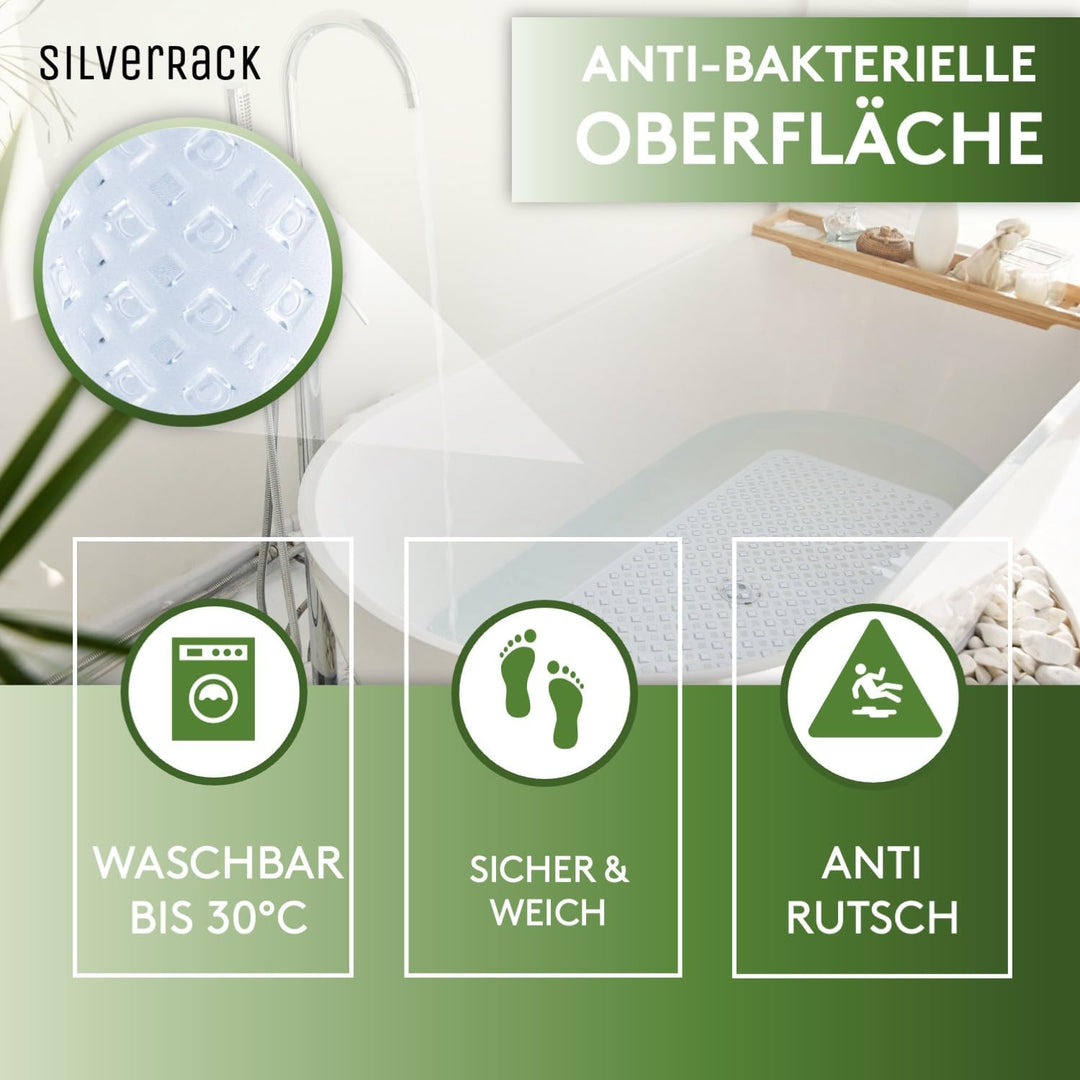 SilverRack Badewannenmatte 88x40 cm (Transparent RAUTEN) - Antirutschmatte Badewanne BPA frei für Ki