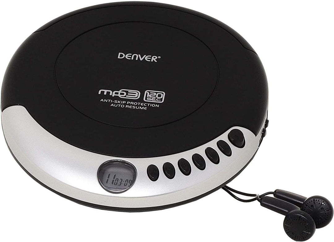 Denver DMP-389 tragbarer MP3/CD Player schwarz mit Anti-Schock Single, mit Anti-Schock Single