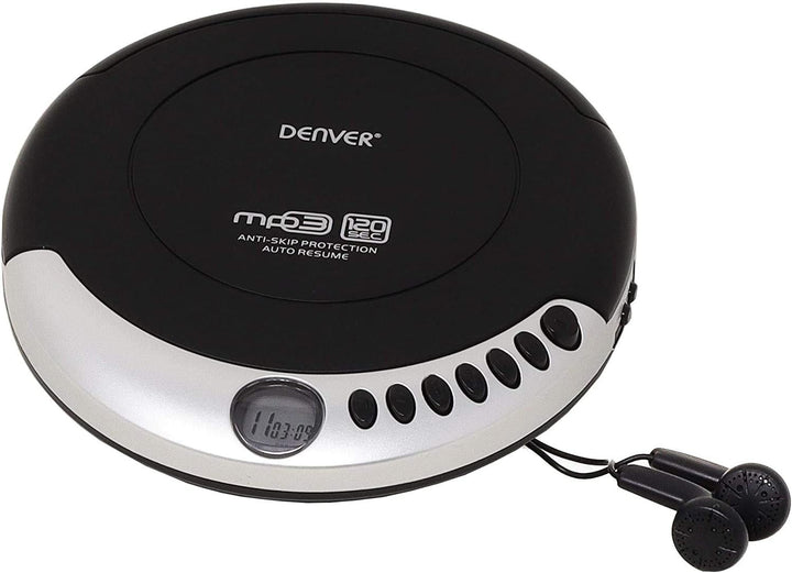 Denver DMP-389 tragbarer MP3/CD Player schwarz mit Anti-Schock Single, mit Anti-Schock Single