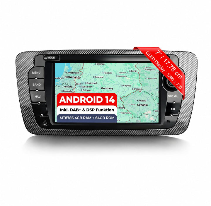 M.I.C. AS7-L2 Android 14 Autoradio mit Navigation: MediaTek MT6765V, 4GB+64GB, 7 Zoll QLED Display,