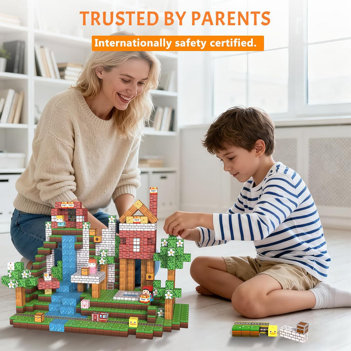 Vdealen 300 PCS Magnetische Bausteine, Stapelung Magnetwürfel Spielzeug für Kinder, STEM Montessori