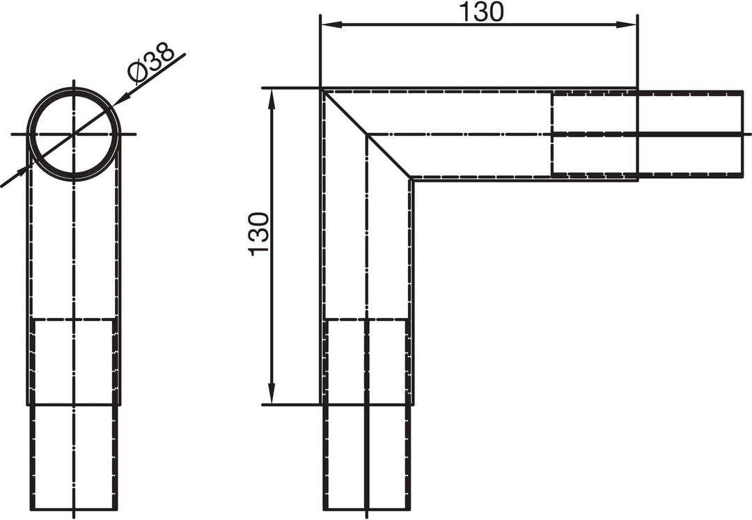 Bar-Reling Eckverbinder 90 Grad, für Rohr-ø 38 mm, Stahl, Schwarz beschichtet