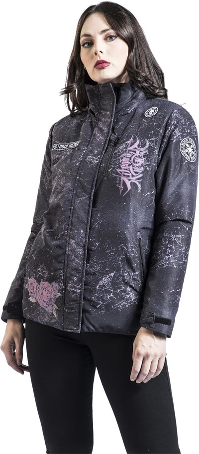 Rock Rebel by EMP Damen dunkelgraue Winterjacke mit Backprint S Grau, S Grau