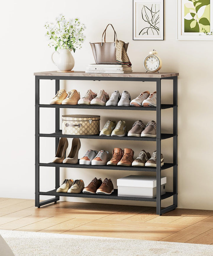 HOOBRO Schuhregal, 5-stufige Schuhablage, Schuhschrank mit 4 Oxford-Stoffebenen und 1 Paneelebene, f