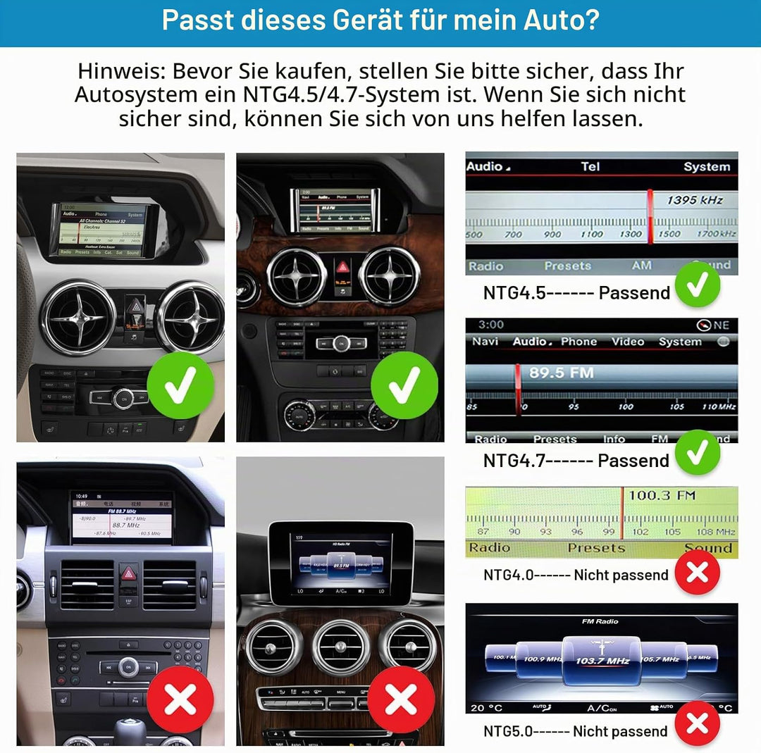 Autoradio 12,3 Zoll Touchscreen mit kabellosem Carplay und Android Auto für 2013-2015 Mercedes Benz