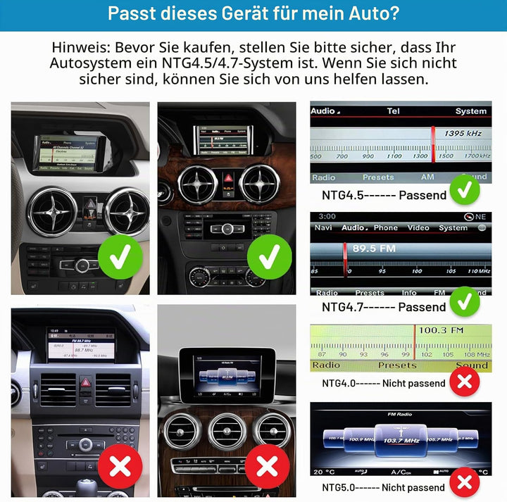 Autoradio 12,3 Zoll Touchscreen mit kabellosem Carplay und Android Auto für 2013-2015 Mercedes Benz