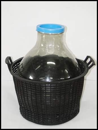lilawelt24 10L Glasballon, Gärballon mit Kunststoffkorb, Weite Öffnung, Gummistopfen, Weinballon, Gl