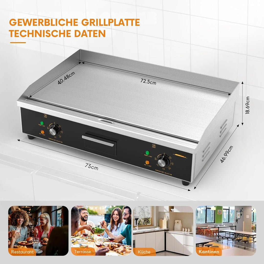LEADZM Kommerzieller Elektrogrill Elektrisch Tischgrill, 4400W Grillplatte einstellbare Temperatur v