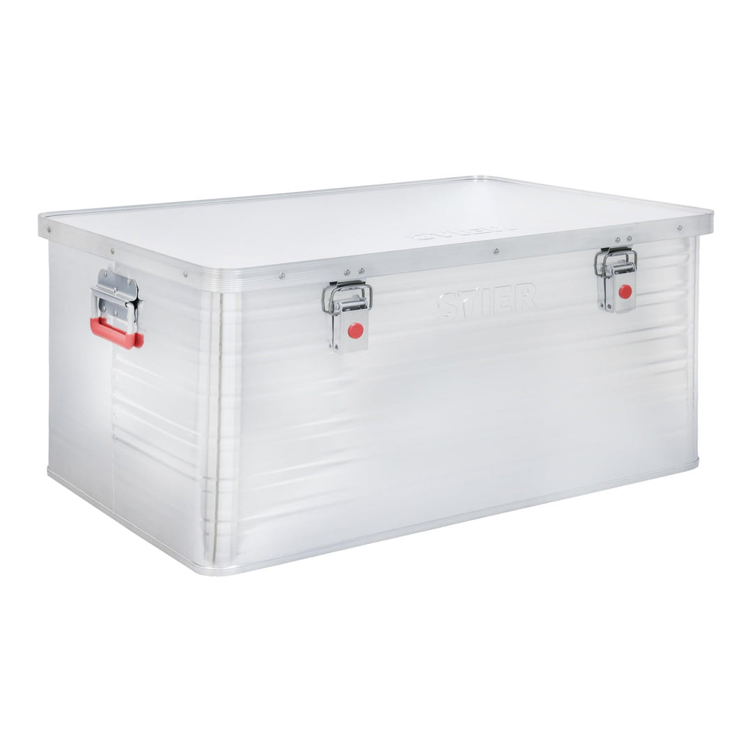 STIER Alubox, Aluminiumbox 135L, Staub- und spritzwasserresistent mit Gummidichtung und 2 Klapphandg